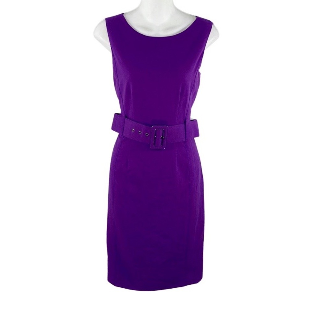 Calvin Klein purple belted sleeveless sheath dress PP21 - Picture 1 of 14